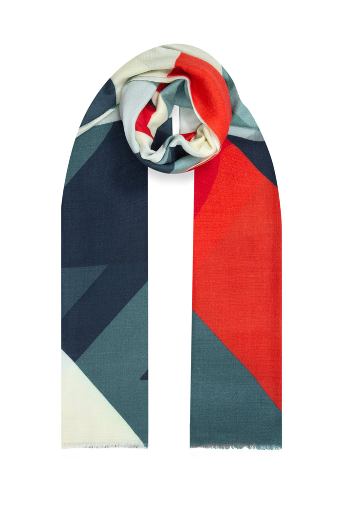 COLORFUL ABSTRACT MUSE | Merino Wool Silk Blend Shawl