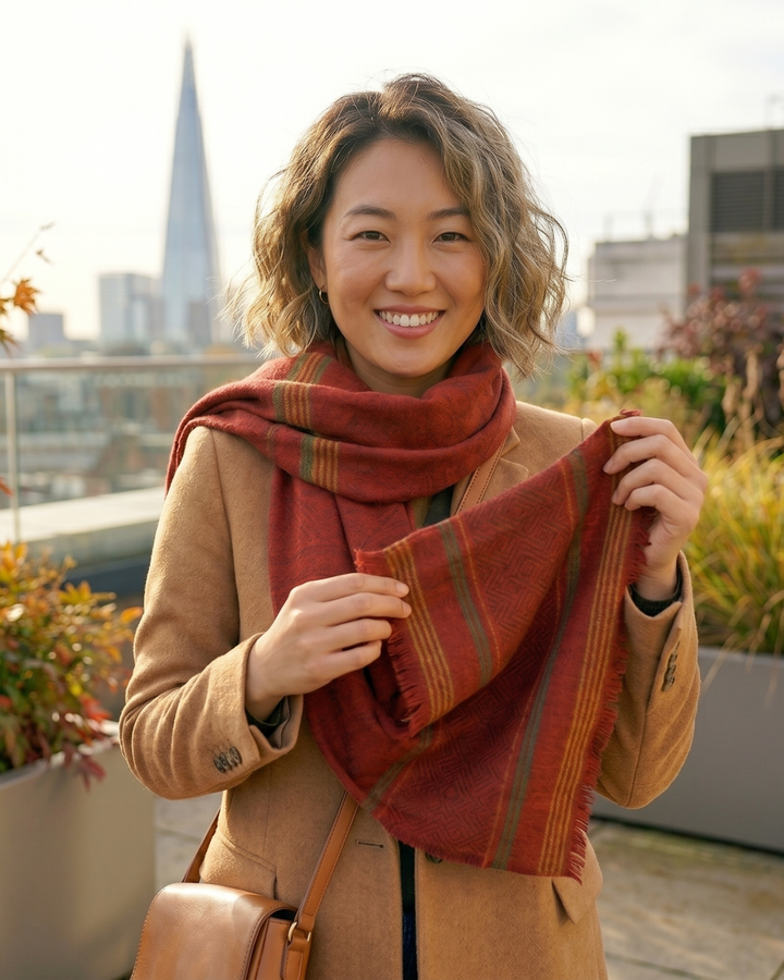 IMPERIAL RED | Merino Wool Silk Blend Shawl