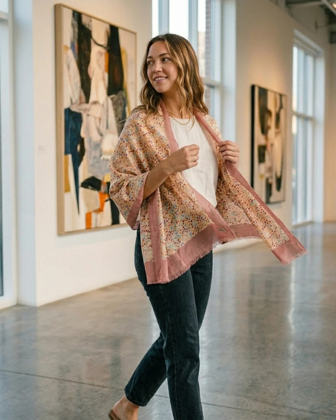 FLOWER BED | Merino Wool Silk Blend Shawl