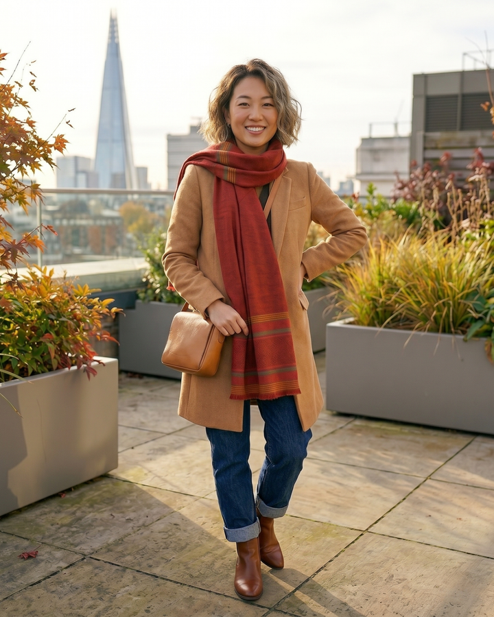 IMPERIAL RED | Merino Wool Silk Blend Shawl