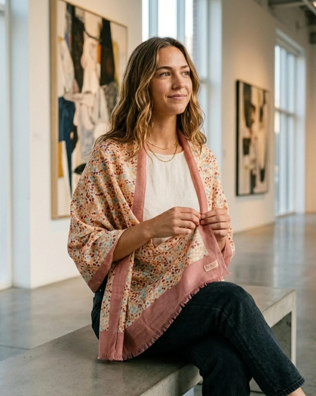 FLOWER BED | Merino Wool Silk Blend Shawl