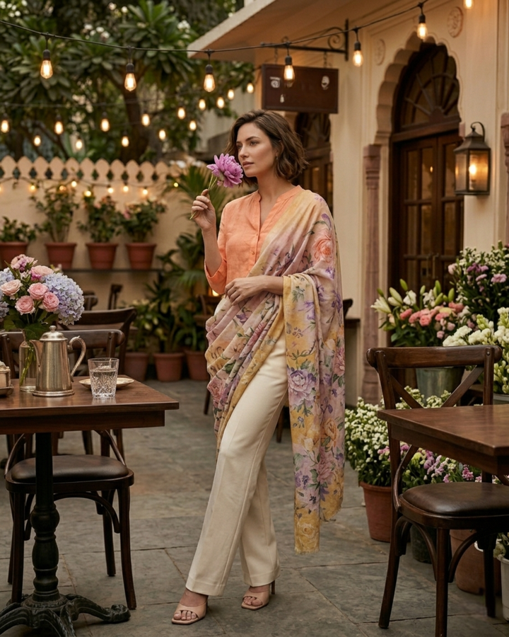EFFLORESCE | Merino Wool Silk Blend Shawl