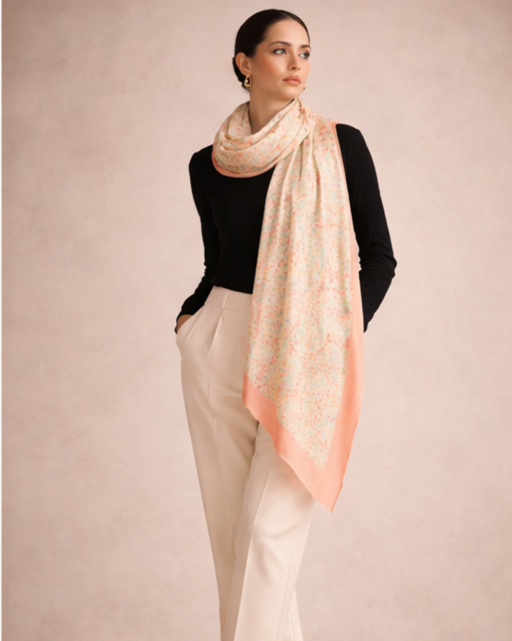 FLOWER BED | Merino Wool Silk Blend Shawl