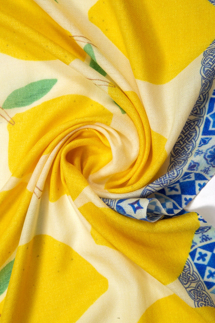 Elegant Merino wool and silk shawl draped over shoulders,perfect for women's evening wear